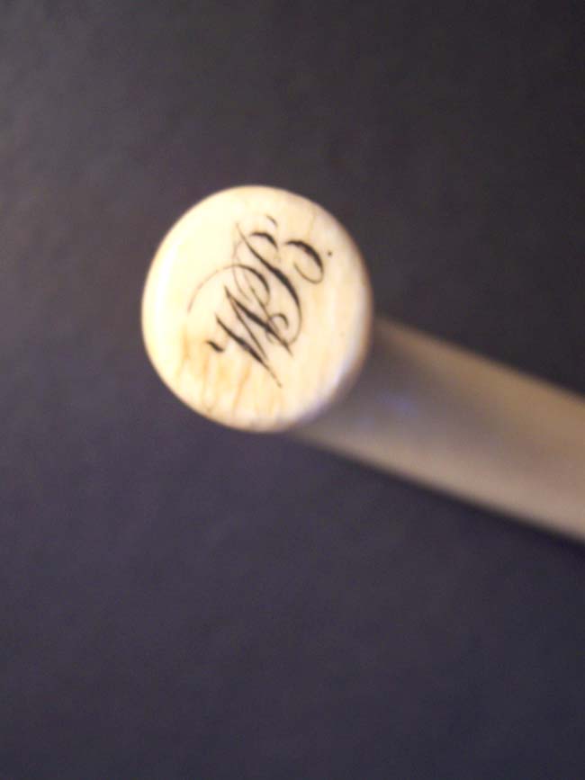 A 19th century ANTIQUE Whalebone Walking Stick with Elephant Ivory Handle having the initials 'WB' — image 2